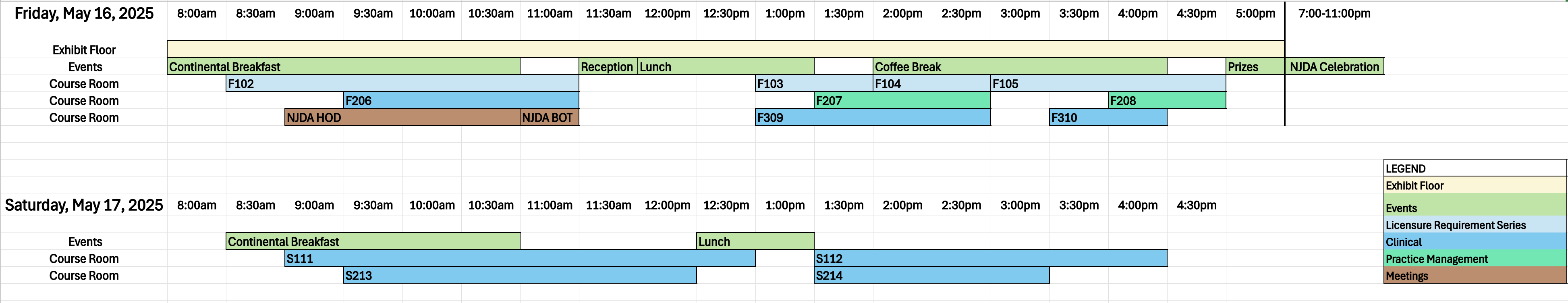 Annual Convention Schedule